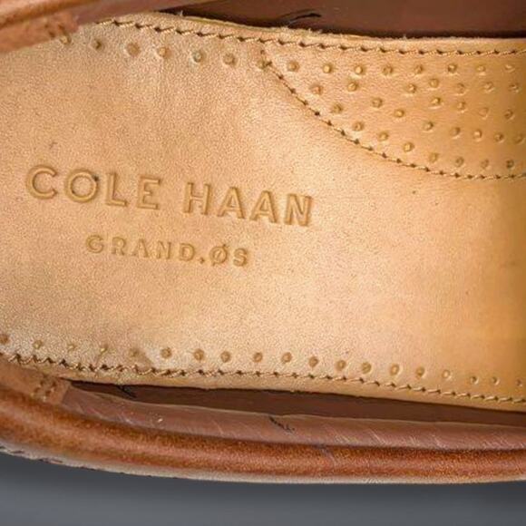Men\'s Size 9.5 COLE HAAN GRAND OS Pinch Brown Leather Penny Loafers VGUC